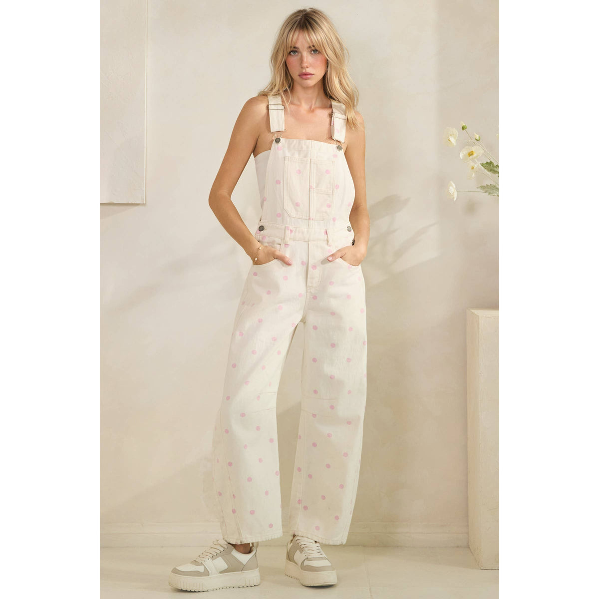 Navy Relaxed Chic Polka Dot Overalls