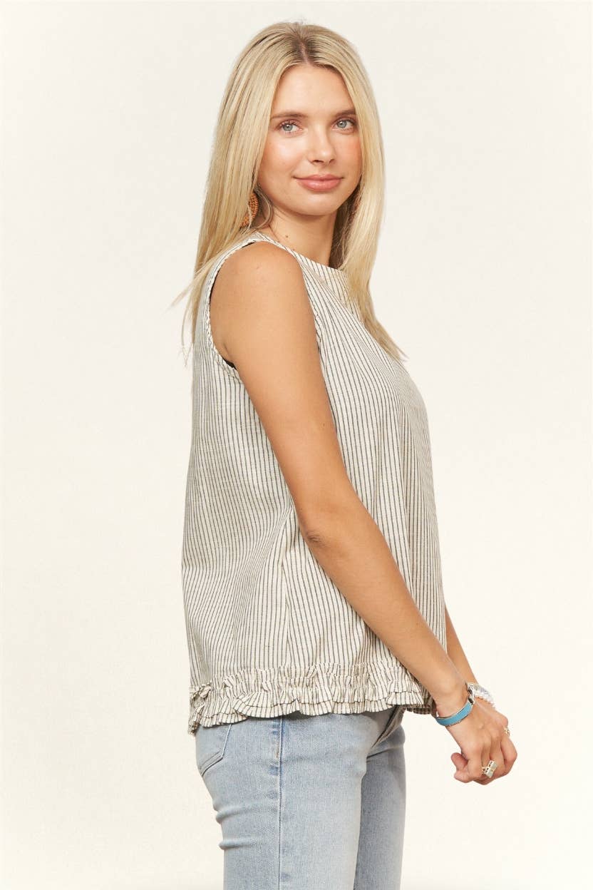 SLEEVELESS STRIPED TOP BLOUSE