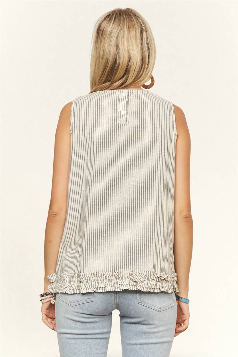 SLEEVELESS STRIPED TOP BLOUSE