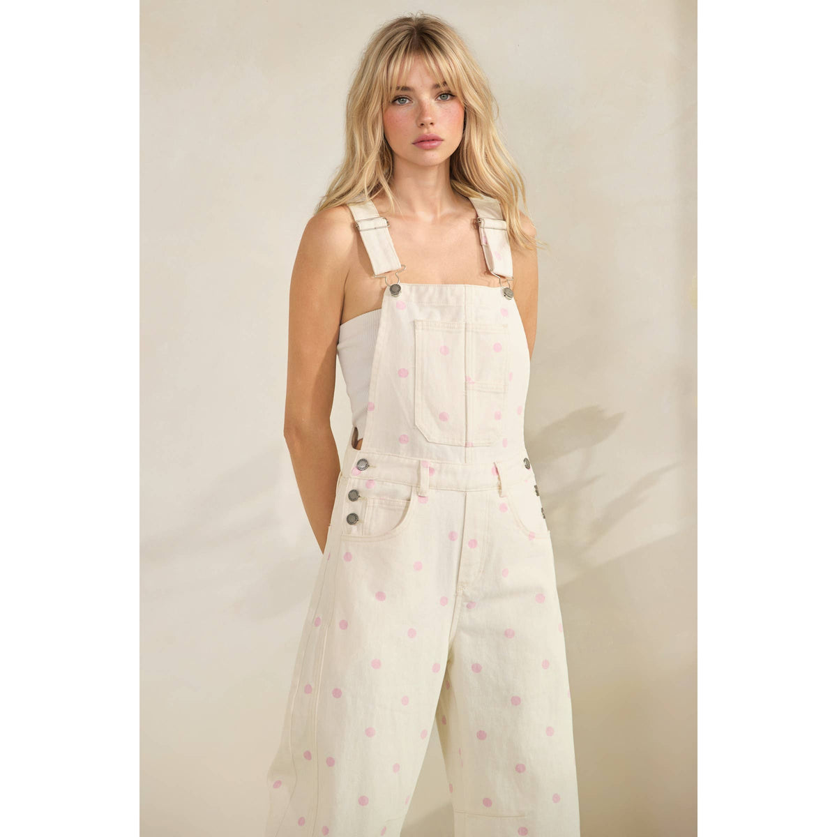 Navy Relaxed Chic Polka Dot Overalls