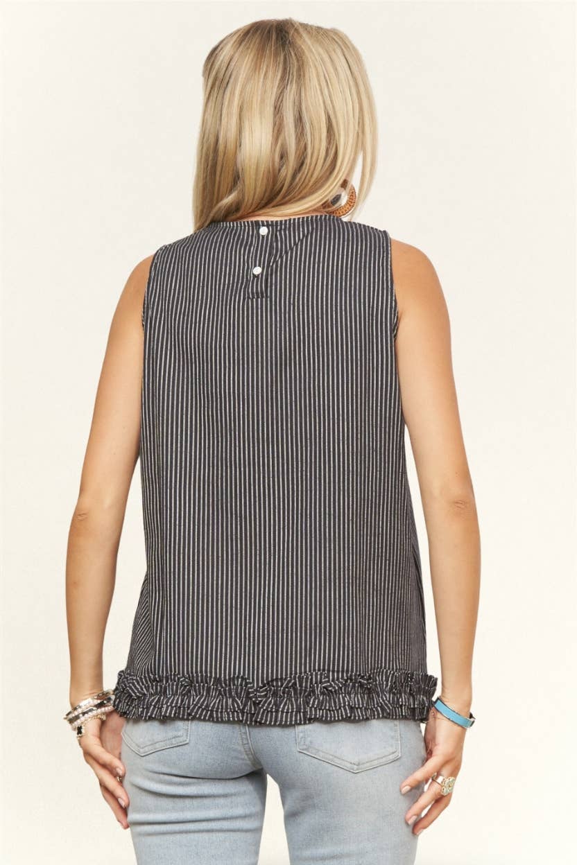 SLEEVELESS STRIPED TOP BLOUSE