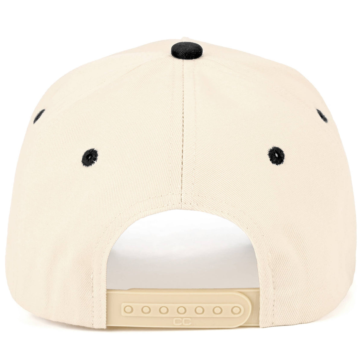 C.C HOLY COW Letter Embroidered Two Tone Trucker Hat: Black