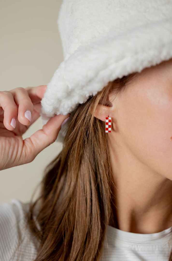 Gameday checkered black earring