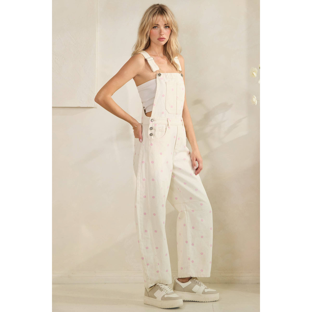 Navy Relaxed Chic Polka Dot Overalls