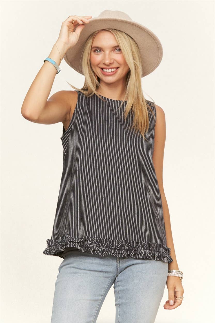 SLEEVELESS STRIPED TOP BLOUSE