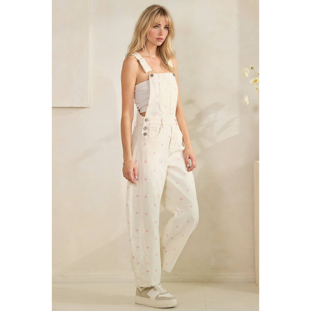 Navy Relaxed Chic Polka Dot Overalls