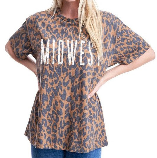 Midwest Brown Leopard Graphic Tee