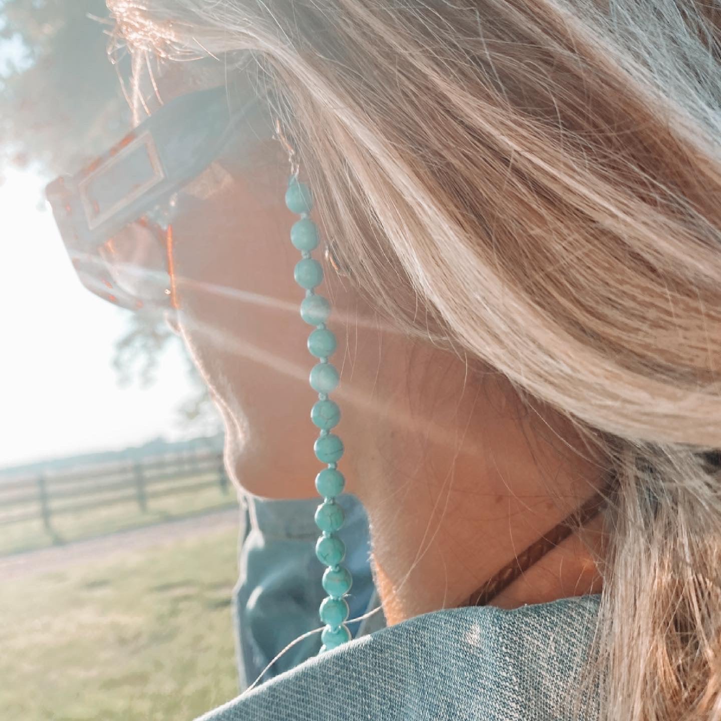 Turquoise Beaded Sunglasses Chain Holder Necklace