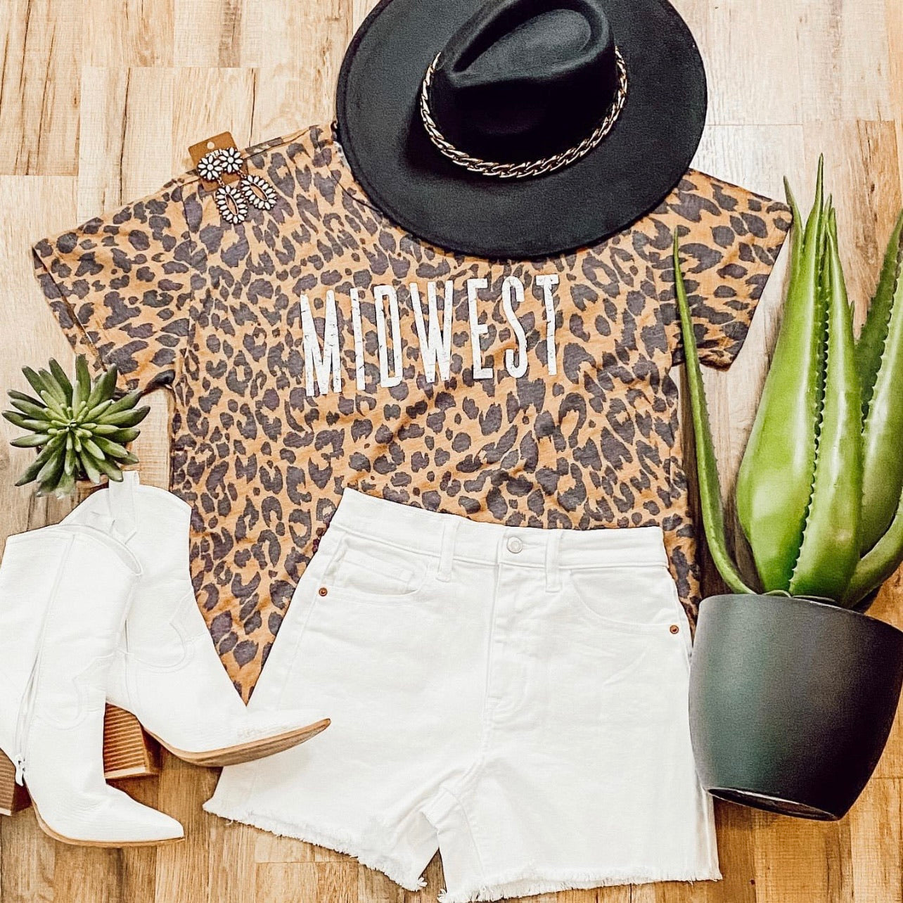 Midwest Brown Leopard Graphic Tee