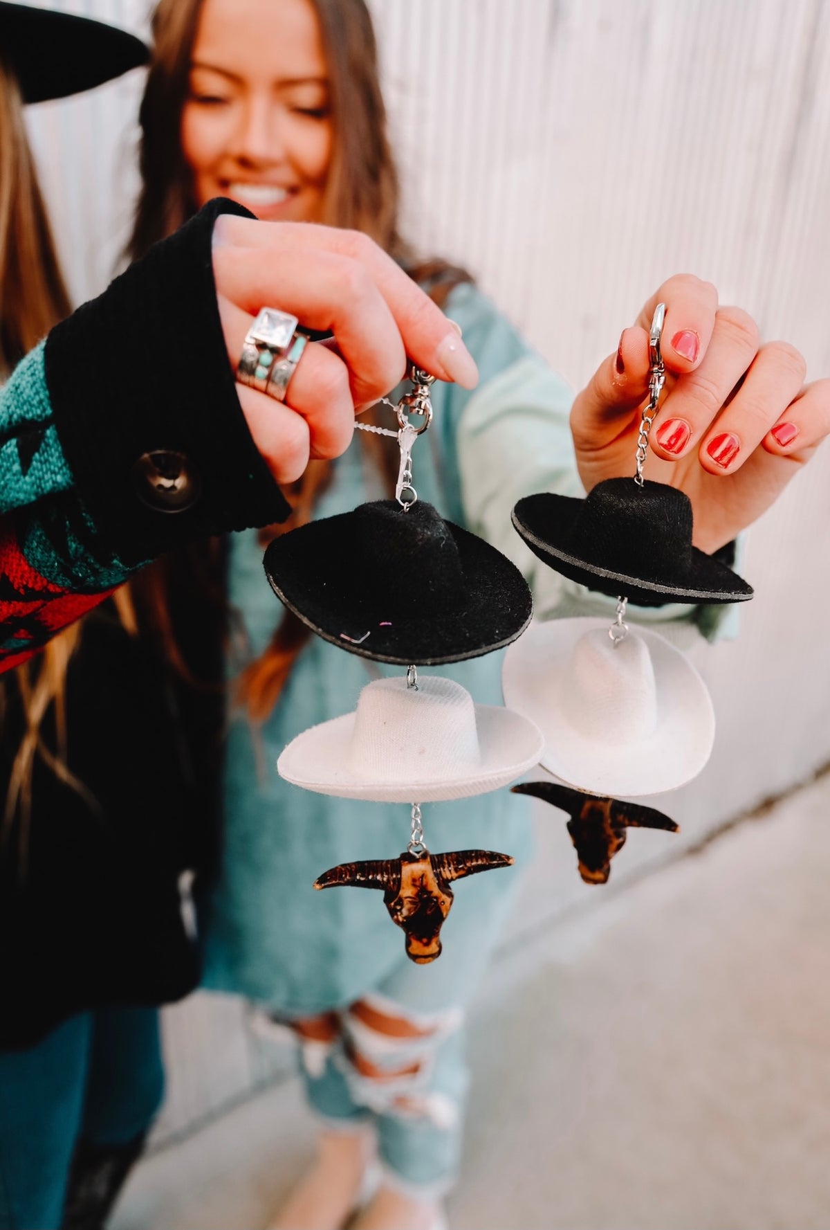 Black &amp; Stone Cowboy Hat Rearview Mirror Charm