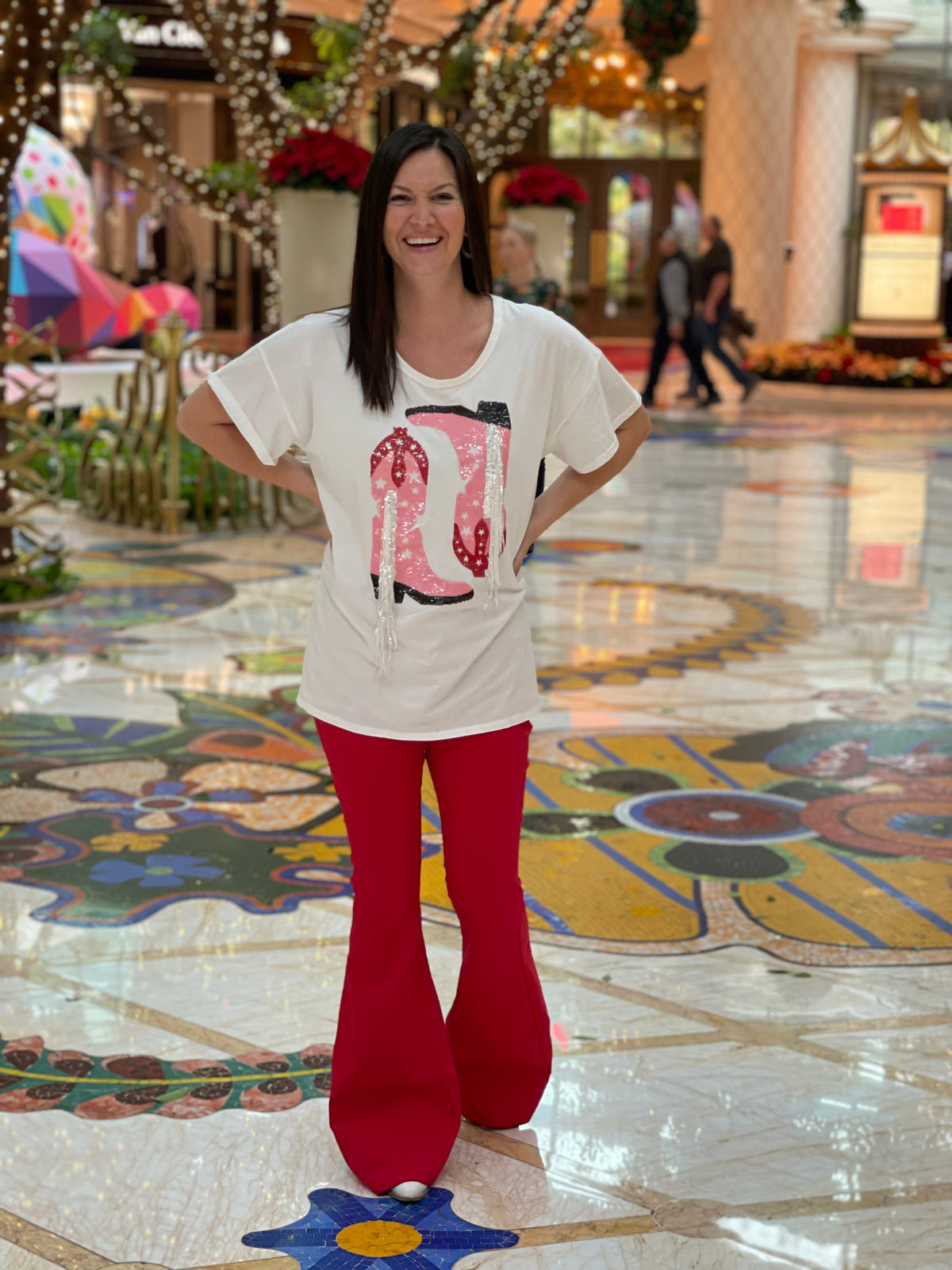 Fringe y Cowboy Boots Graphic Tee Front Porch Boutique LLC