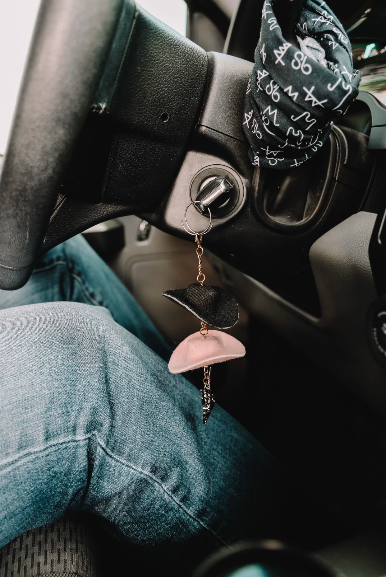 Pink & Black Cowboy Hat Keychain